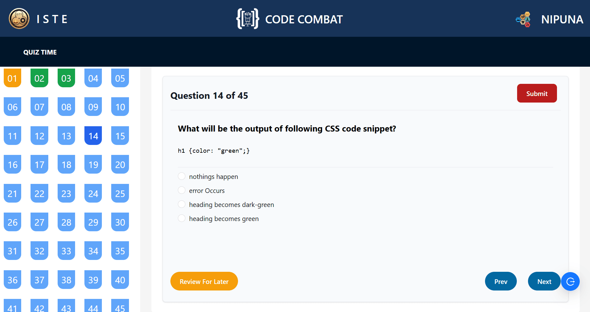 Code Combat Exam Portal